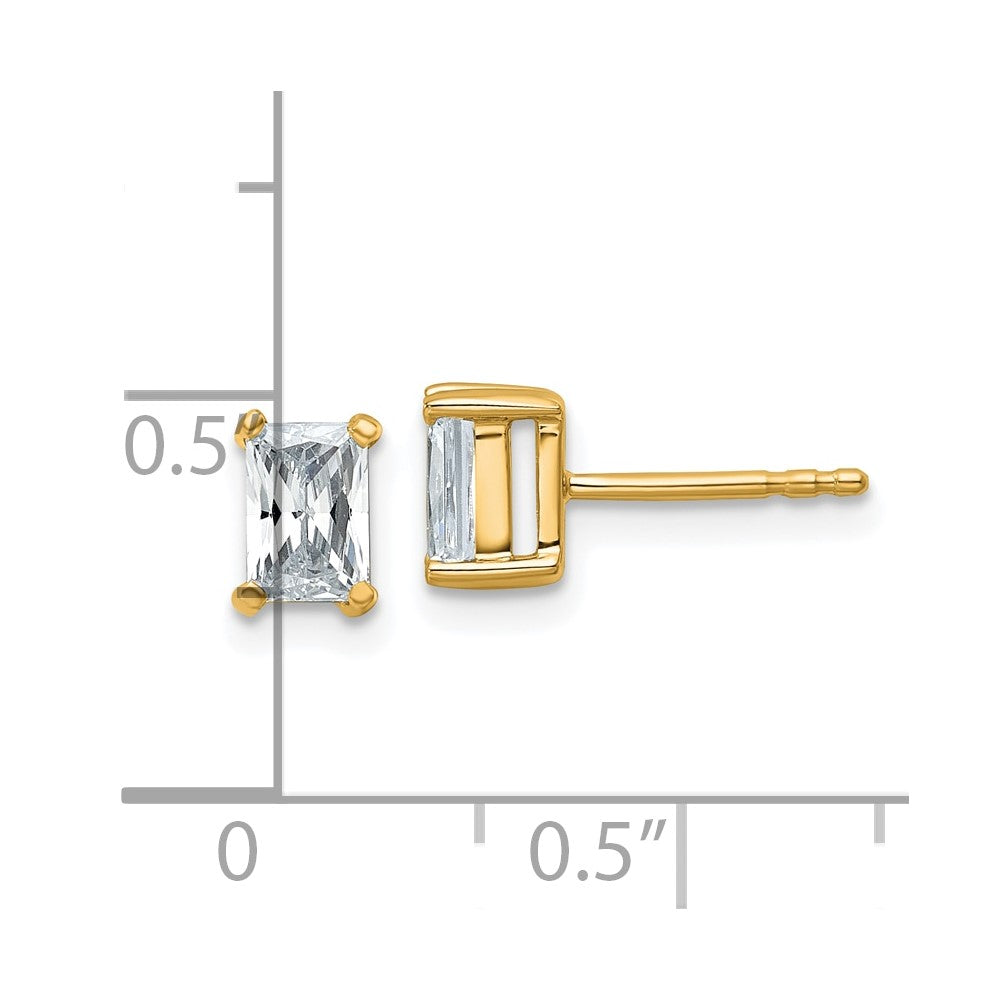14K Yellow Gold 1 Ctw Lab Grown Diamond Vs/Si+ G+ Radiant 4 Prong Heavy Wt. Stud Earrings