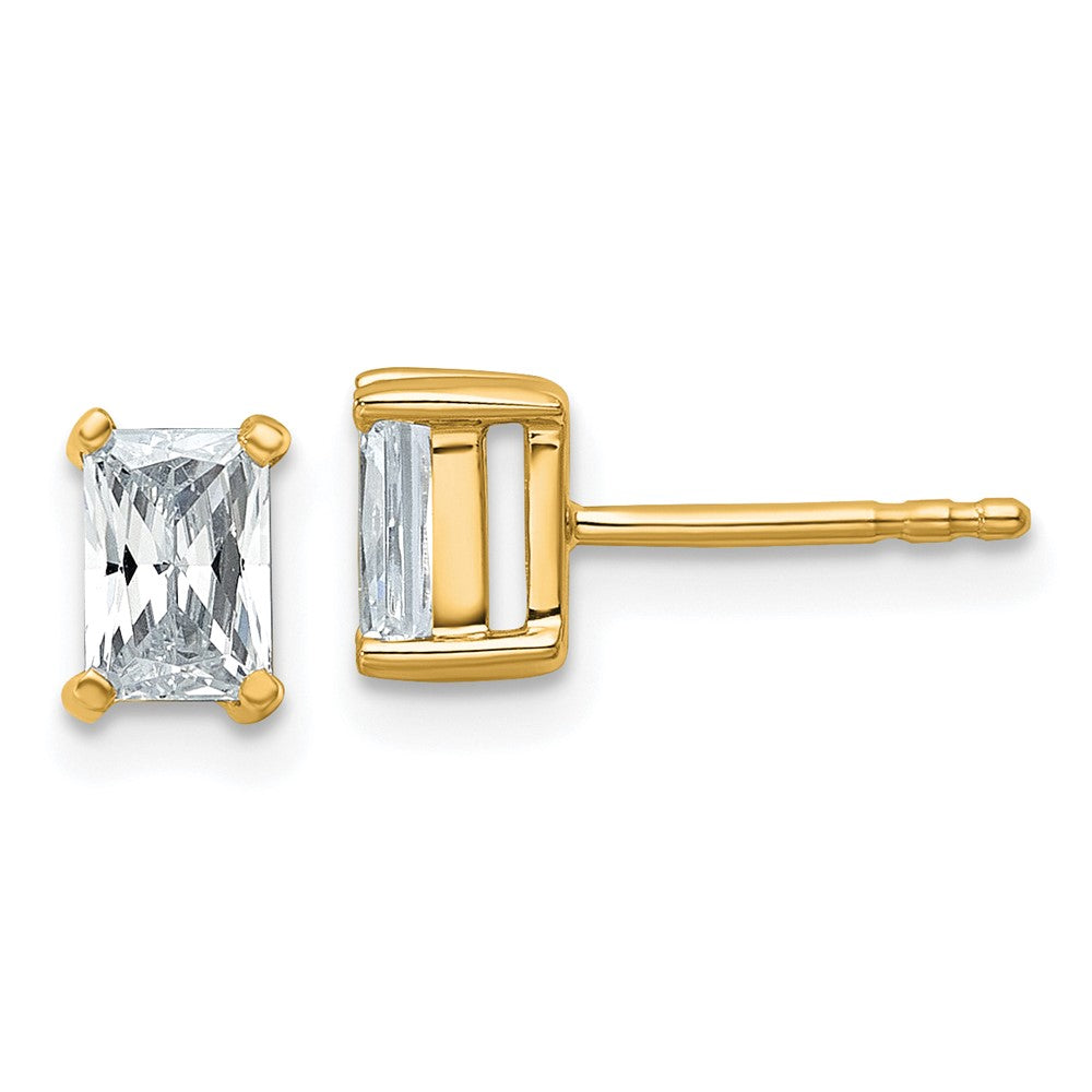 14K Yellow Gold 1 Ctw Lab Grown Diamond Vs/Si+ G+ Radiant 4 Prong Heavy Wt. Stud Earrings