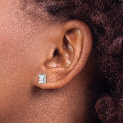 14K White Gold 1 1/2 Ctw Certified Lab Grown Diamond Vs+ F+ Radiant 4 Prong Heavy Wt. Stud Earrings
