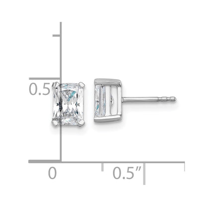 14k White Gold 1 1/2 Ct. Lab Grown Diamond VS/SI+ G+ Radiant Complete Solitare Stud Post Earrings