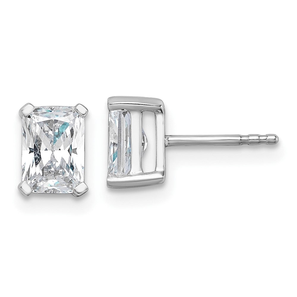14k White Gold 1 1/2 Ct. Lab Grown Diamond VS/SI+ G+ Radiant Complete Solitare Stud Post Earrings