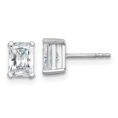 14k White Gold 1 1/2 Ct. Lab Grown Diamond VS/SI+ G+ Radiant Complete Solitare Stud Post Earrings