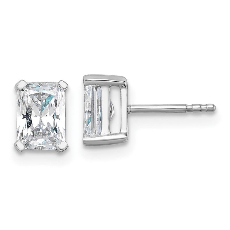 14k White Gold 1 1/2 Ct. Lab Grown Diamond VS/SI+ G+ Radiant Complete Solitare Stud Post Earrings