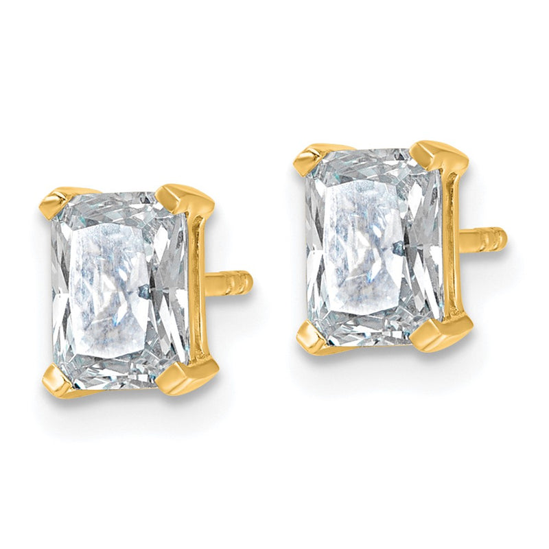 14k Yellow Gold 1 1/2 ctw Lab Grown Diamond VS/SI+ G+ Radiant 4 Prong Heavy Wt. Stud Earrings