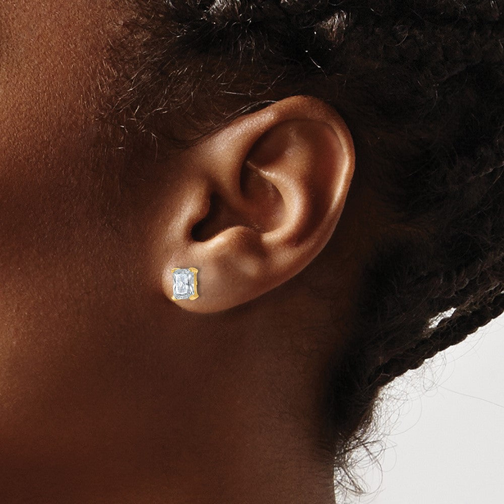 14K Yellow Gold 1 1/2 Ctw Lab Grown Diamond Vs+ F+ Radiant 4 Prong Heavy Wt. Stud Earrings