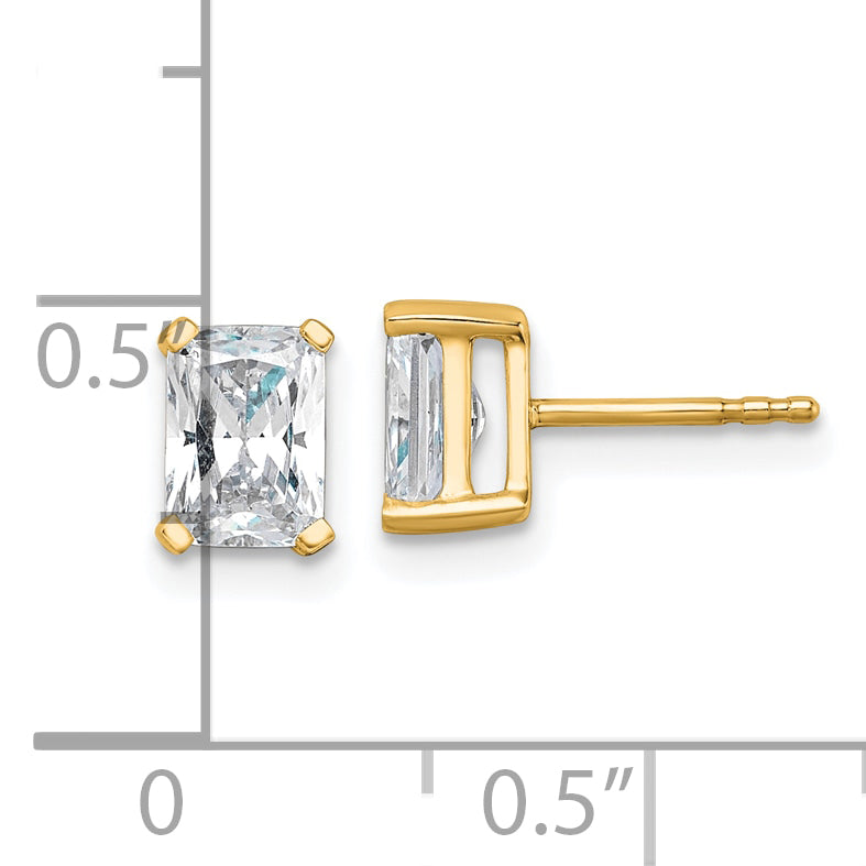 14k Yellow Gold 1 1/2 ctw Certified Lab Grown Diamond VS/SI+ G+ Radiant 4 Prong Heavy Wt. Stud Earrings