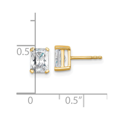 14k Yellow Gold 1 1/2 ctw Certified Lab Grown Diamond VS/SI+ G+ Radiant 4 Prong Heavy Wt. Stud Earrings