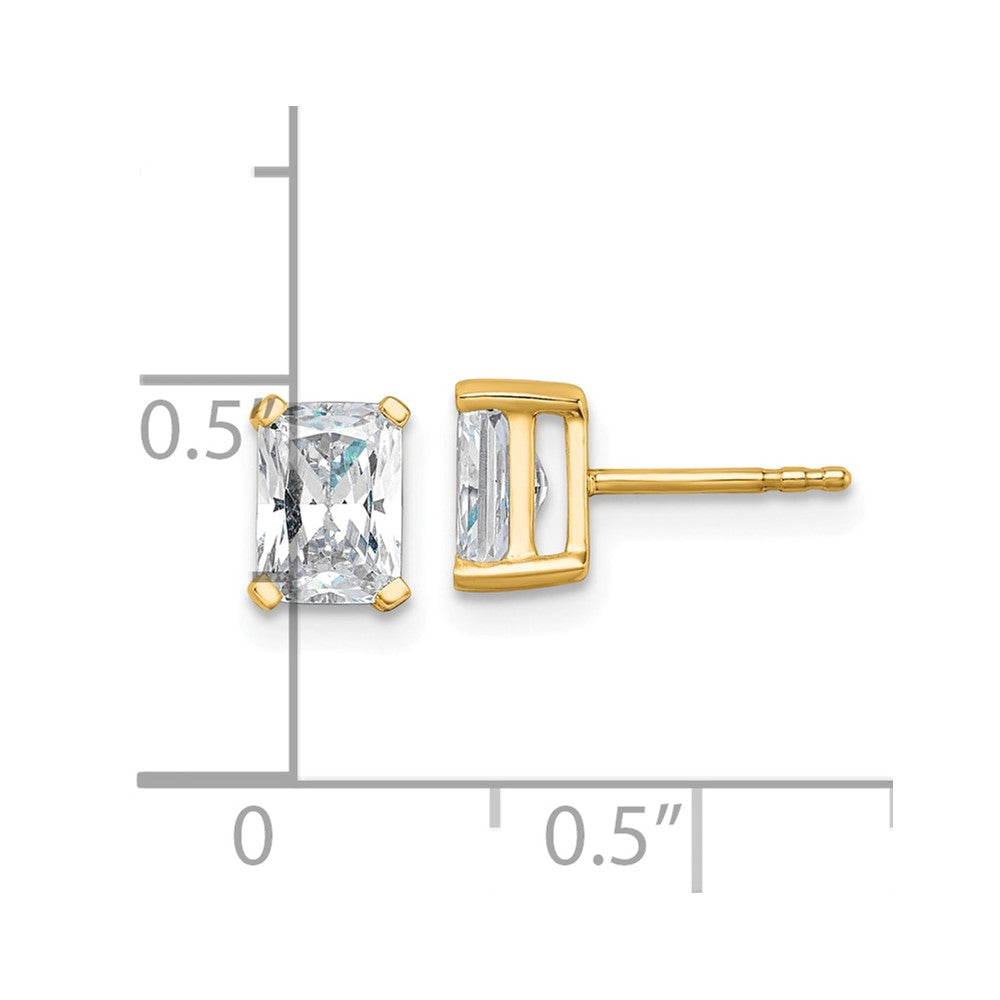 14K Yellow Gold 1 1/2 Ctw Certified Lab Grown Diamond Vs+ F+ Radiant 4 Prong Heavy Wt. Stud Earrings