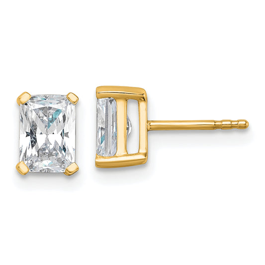 14k Yellow Gold 1 1/2 ctw Certified Lab Grown Diamond VS/SI+ G+ Radiant 4 Prong Heavy Wt. Stud Earrings