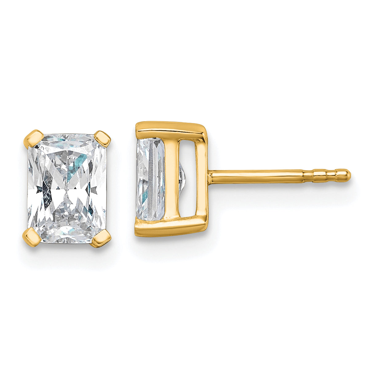 14k Yellow Gold 1 1/2 ctw Lab Grown Diamond VS/SI+ G+ Radiant 4 Prong Heavy Wt. Stud Earrings
