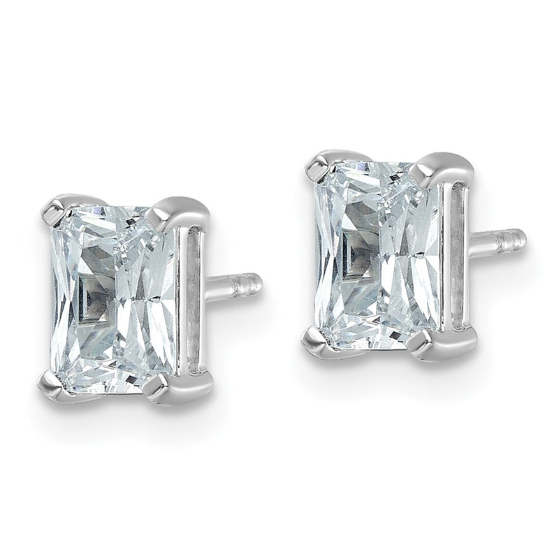 14k White Gold 2 ctw Certified Lab Grown Diamond VS/SI+ G+ Radiant 4 Prong Heavy Wt. Stud Earrings