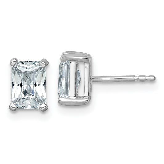14k White Gold 2 ctw Lab Grown Diamond VS/SI+ G+ Radiant 4 Prong Heavy Wt. Stud Earrings