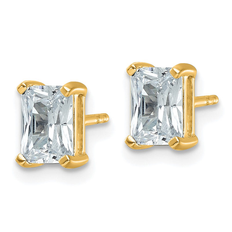 14K Yellow Gold 2 Ctw Lab Grown Diamond Vs+ F+ Radiant 4 Prong Heavy Wt. Stud Earrings