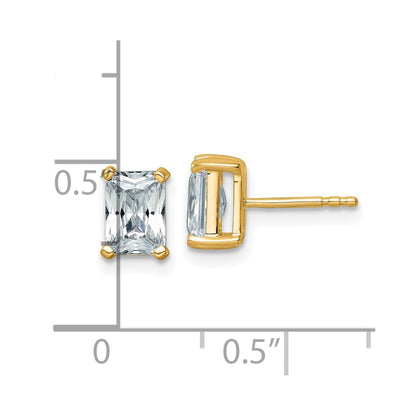 14k Yellow Gold 2 ctw Certified Lab Grown Diamond VS/SI+ G+ Radiant 4 Prong Heavy Wt. Stud Earrings