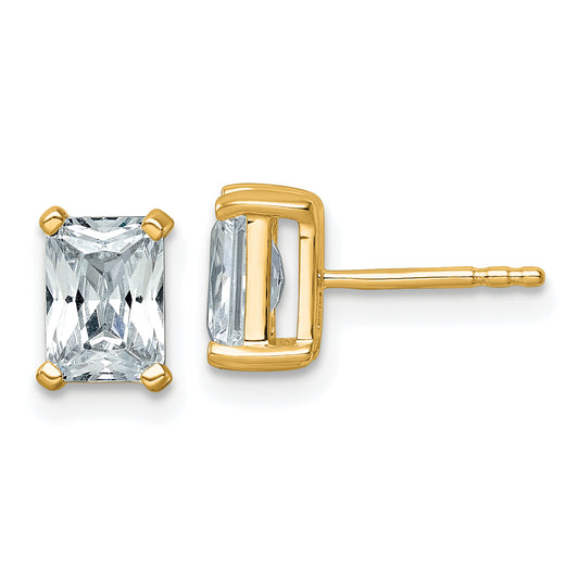 14k Yellow Gold 2 ctw Certified Lab Grown Diamond VS/SI+ G+ Radiant 4 Prong Heavy Wt. Stud Earrings