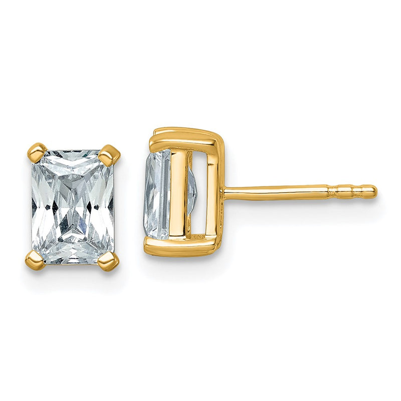 14k Yellow Gold 2 ctw Certified Lab Grown Diamond VS/SI+ G+ Radiant 4 Prong Heavy Wt. Stud Earrings