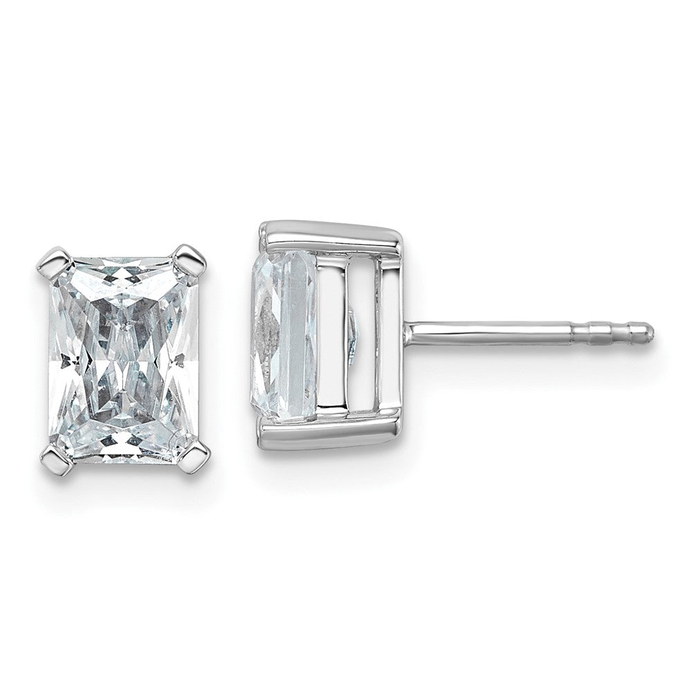 14K White Gold 3 Ctw Certified Lab Grown Diamond Vs+ F+ Radiant 4 Prong Heavy Wt. Stud Earrings