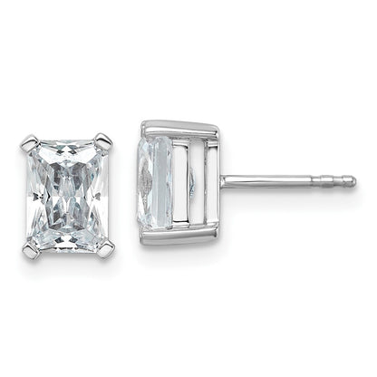 14K White Gold 3 Ctw Certified Lab Grown Diamond Vs+ F+ Radiant 4 Prong Heavy Wt. Stud Earrings