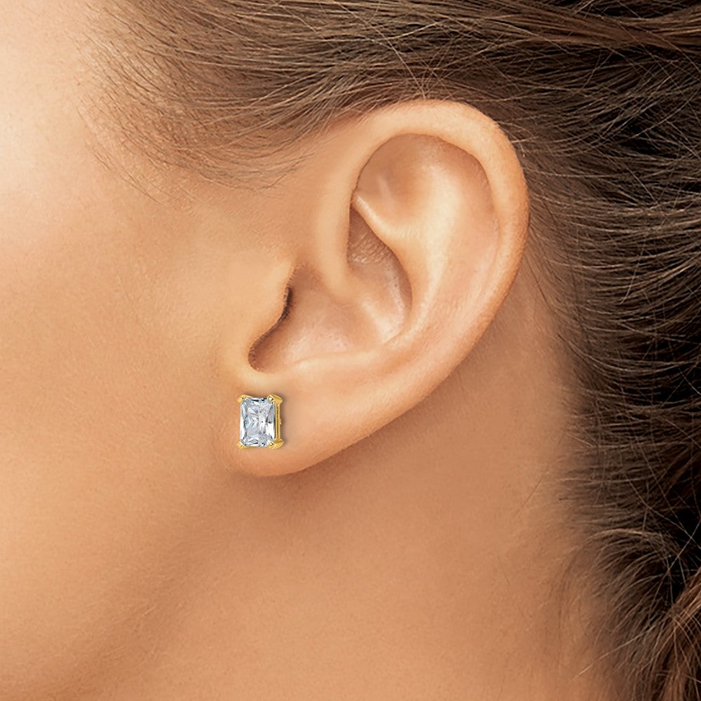 14k Yellow Gold 3 ctw Lab Grown Diamond VS/SI+ G+ Radiant 4 Prong Heavy Wt. Stud Earrings
