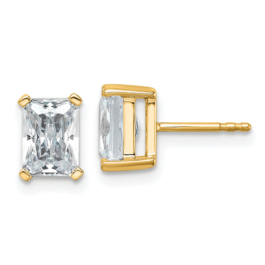 14k Yellow Gold 3 ctw Certified Lab Grown Diamond VS/SI+ G+ Radiant 4 Prong Heavy Wt. Stud Earrings