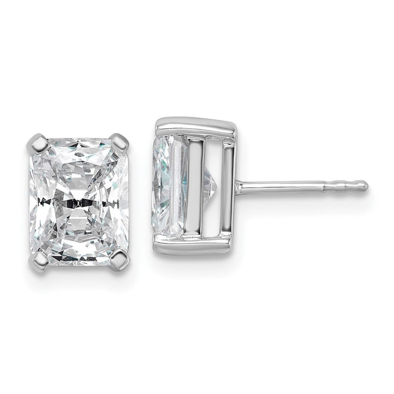 14K White Gold 4 Ctw Certified Lab Grown Diamond Vs+ F+ Radiant Prong Heavy Wt. Stud Earrings