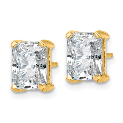 14k Yellow Gold 4 Ct. Certified Lab Grown Diamond VS/SI+ G+ Radiant Complete Solitare Stud Post Earrings