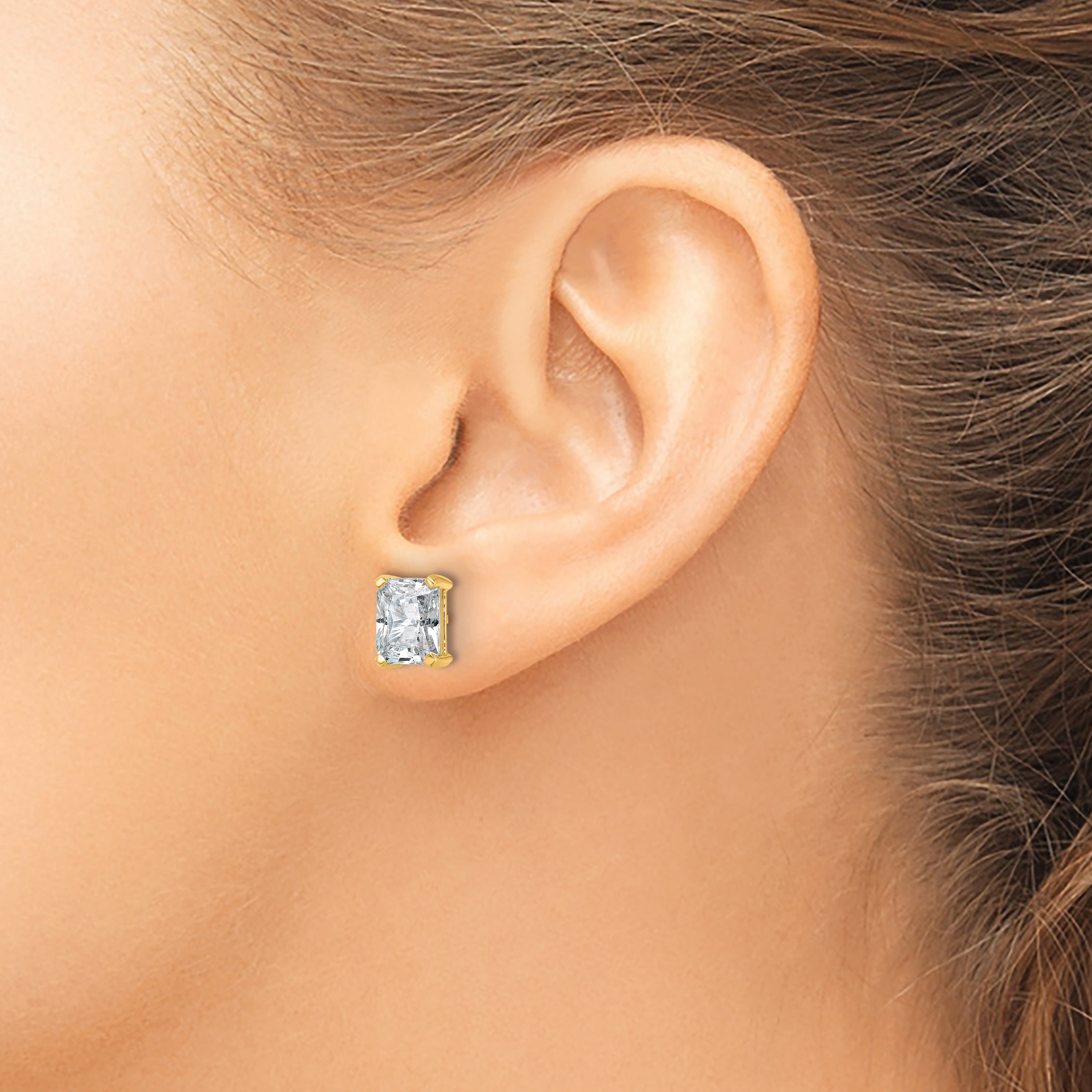 14k Yellow Gold 4 ctw Lab Grown Diamond VS/SI+ G+ Radiant 4 Prong Heavy Wt. Stud Earrings