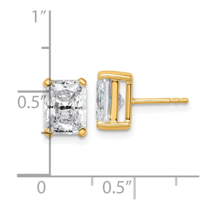14k Yellow Gold 4 Ct. Certified Lab Grown Diamond VS/SI+ G+ Radiant Complete Solitare Stud Post Earrings