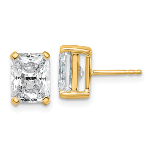 14k Yellow Gold 4 Ct. Certified Lab Grown Diamond VS/SI+ G+ Radiant Complete Solitare Stud Post Earrings