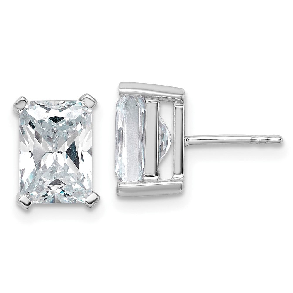 14k White Gold 5 Ct. Certified Lab Grown Diamond VS/SI+ G+ Radiant Complete Solitare Stud Post Earrings