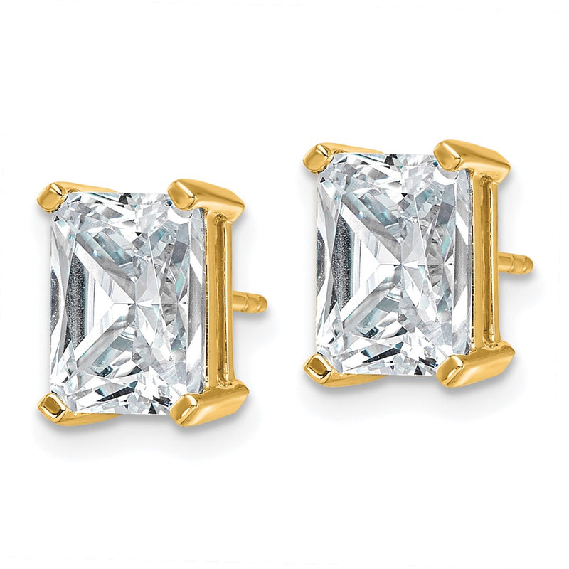 14K Yellow Gold 5 Ctw Lab Grown Diamond Vs+ F+ Radiant 4 Prong Heavy Wt. Stud Earrings