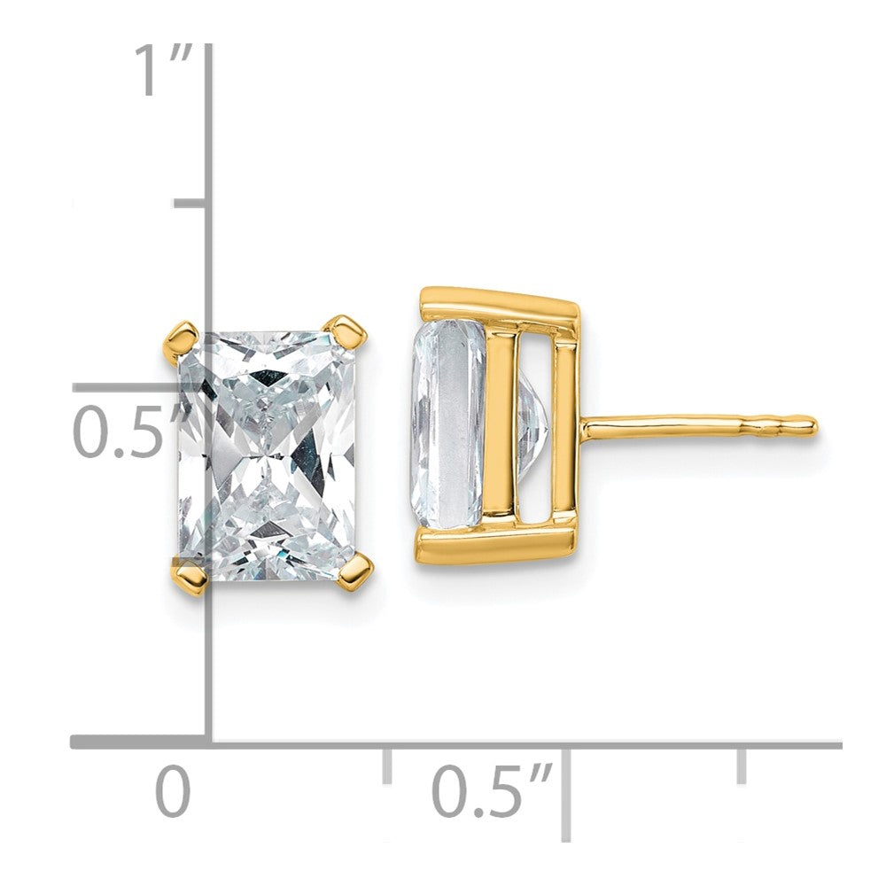 14K Yellow Gold 5 Ctw Lab Grown Diamond Vs+ F+ Radiant 4 Prong Heavy Wt. Stud Earrings