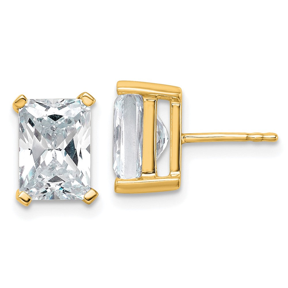 14K Yellow Gold 5 Ctw Lab Grown Diamond Vs+ F+ Radiant 4 Prong Heavy Wt. Stud Earrings