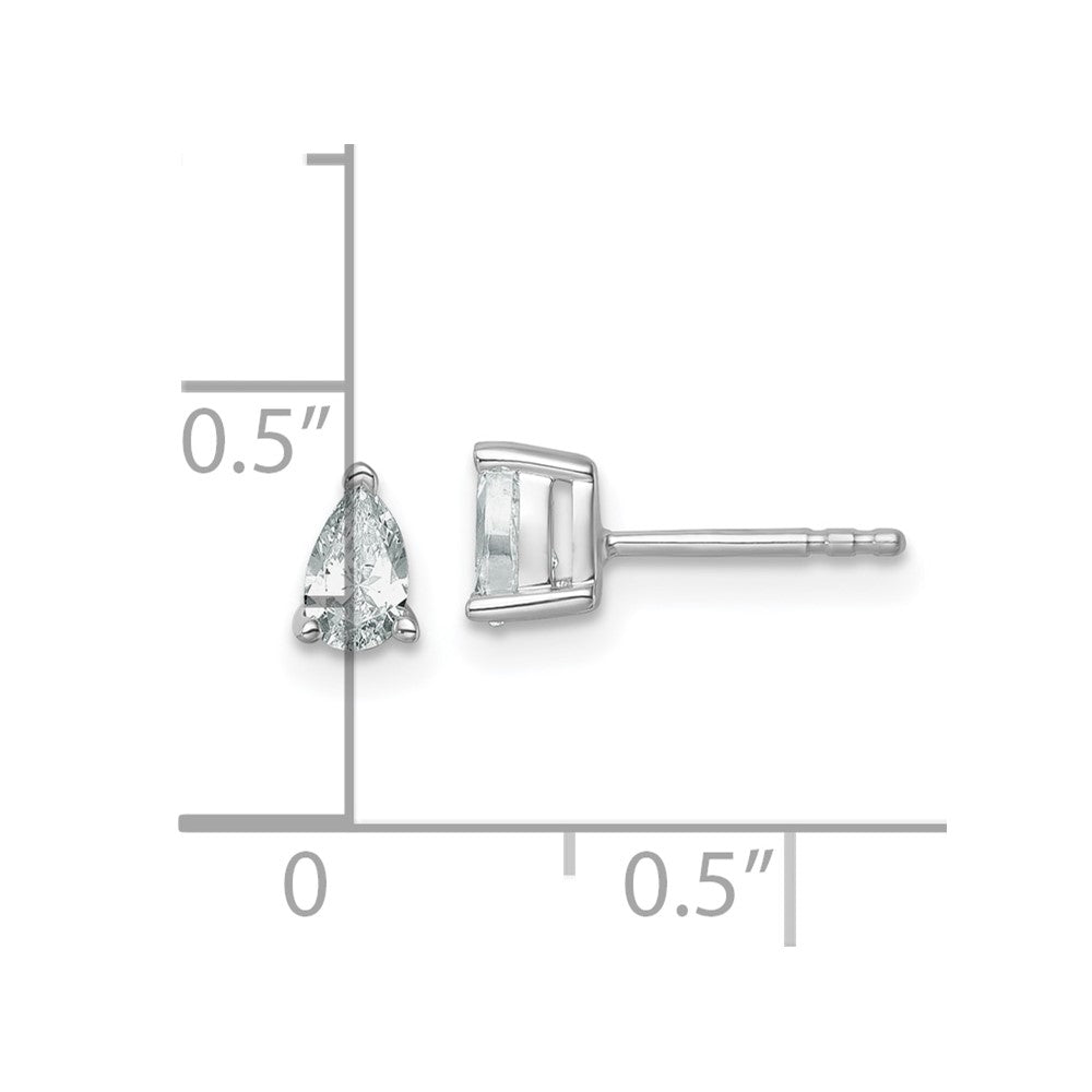 14K White Gold 1/2 Carat Lab Grown Diamond Vs+ F+ Complete Pear Three Prong Stud Earrings