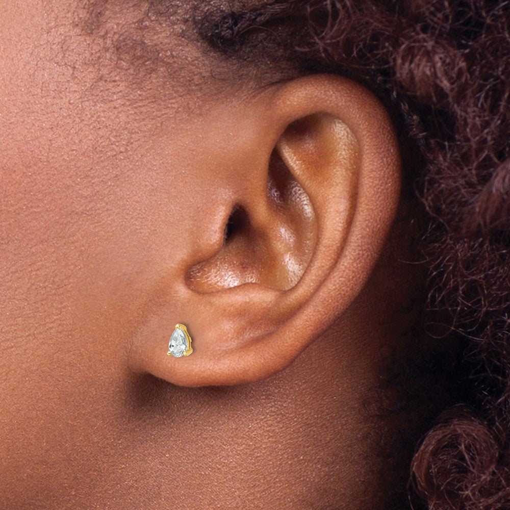 14k Yellow Gold 1/2 Ct. Lab Grown Diamond VS/SI+ G+ Pear Complete Stud Post Earrings