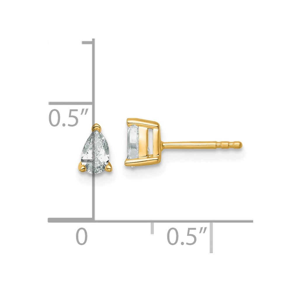 14k Yellow Gold 1/2 Ct. Lab Grown Diamond VS/SI+ G+ Pear Complete Stud Post Earrings