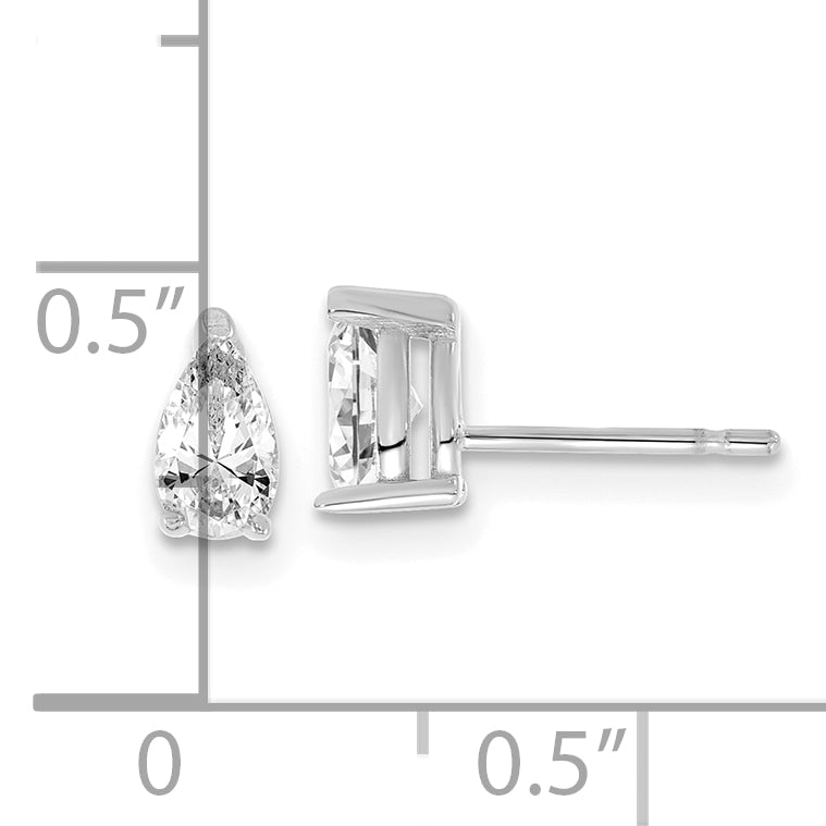 14K White Gold 2/3 Ctw Lab Grown Diamond Vs+ F+ Pear 4 Prong Heavy Wt. Stud Earrings