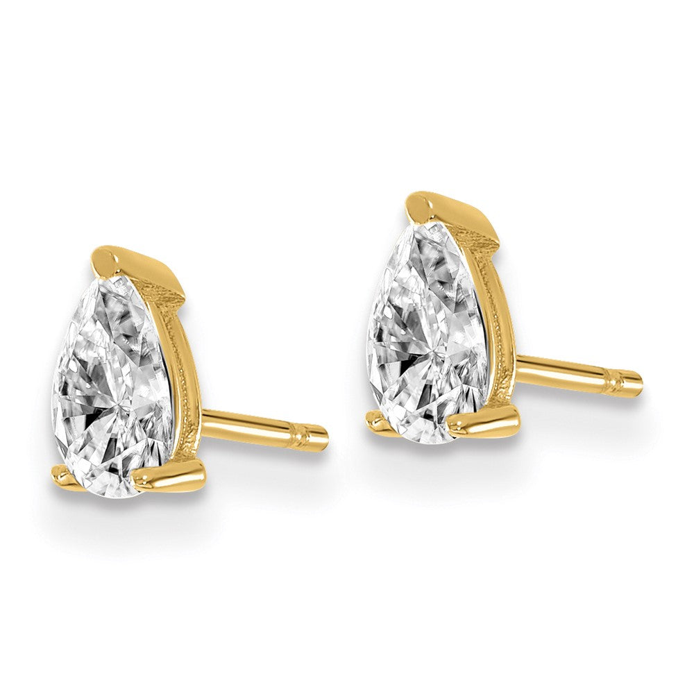 14k Yellow Gold 15/8k 5/8 Ct. Lab Grown Diamond VS/SI+ G+ Pear Complete Stud Post Earrings