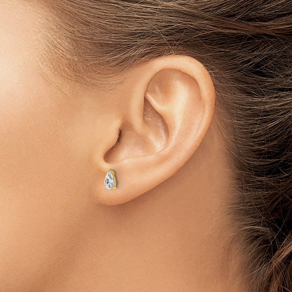 14k Yellow Gold 15/8k 5/8 Ct. Lab Grown Diamond VS/SI+ G+ Pear Complete Stud Post Earrings