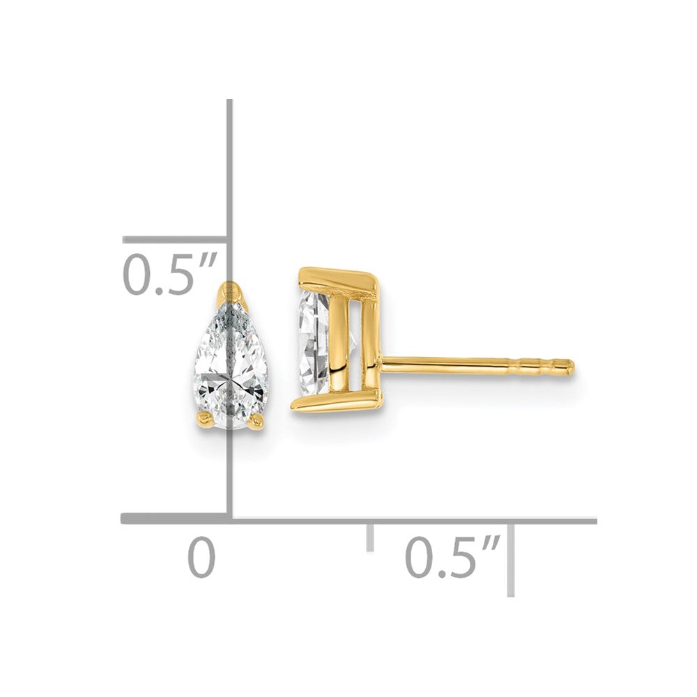 14k Yellow Gold 15/8k 5/8 Ct. Lab Grown Diamond VS/SI+ G+ Pear Complete Stud Post Earrings