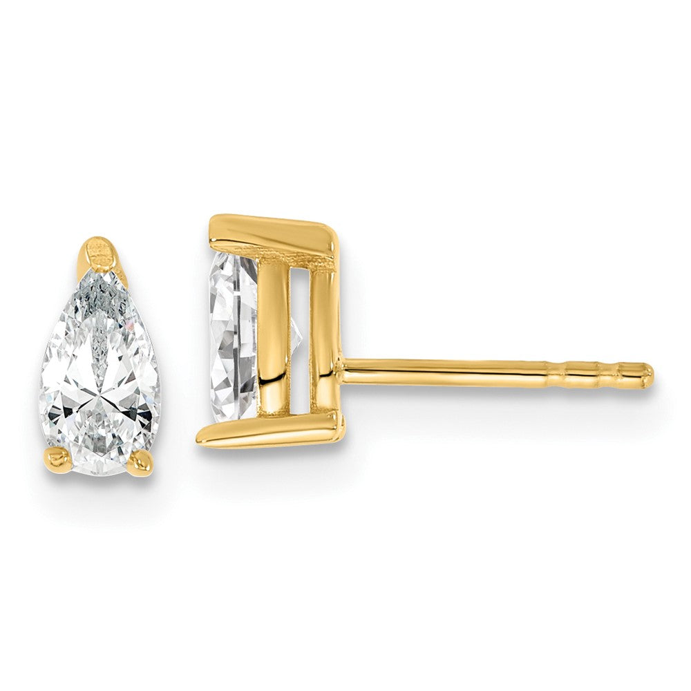 14k Yellow Gold 15/8k 5/8 Ct. Lab Grown Diamond VS/SI+ G+ Pear Complete Stud Post Earrings
