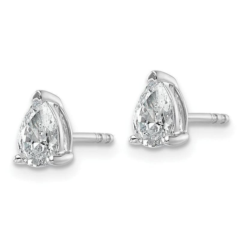 14k White Gold 3/4 ctw Certified Lab Grown Diamond VS/SI+ G+ Pear 4 Prong Heavy Wt. Stud Earrings