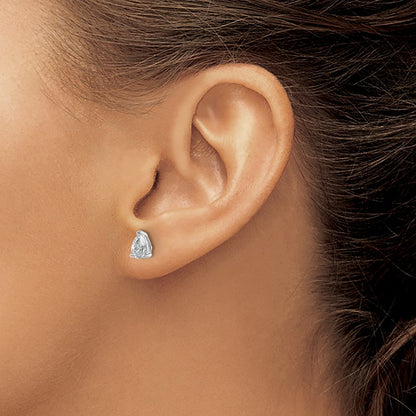 14K White Gold 3/4 Carat Certified Lab Grown Diamond Vs+ F+ Complete Pear Three Prong Stud Earrings