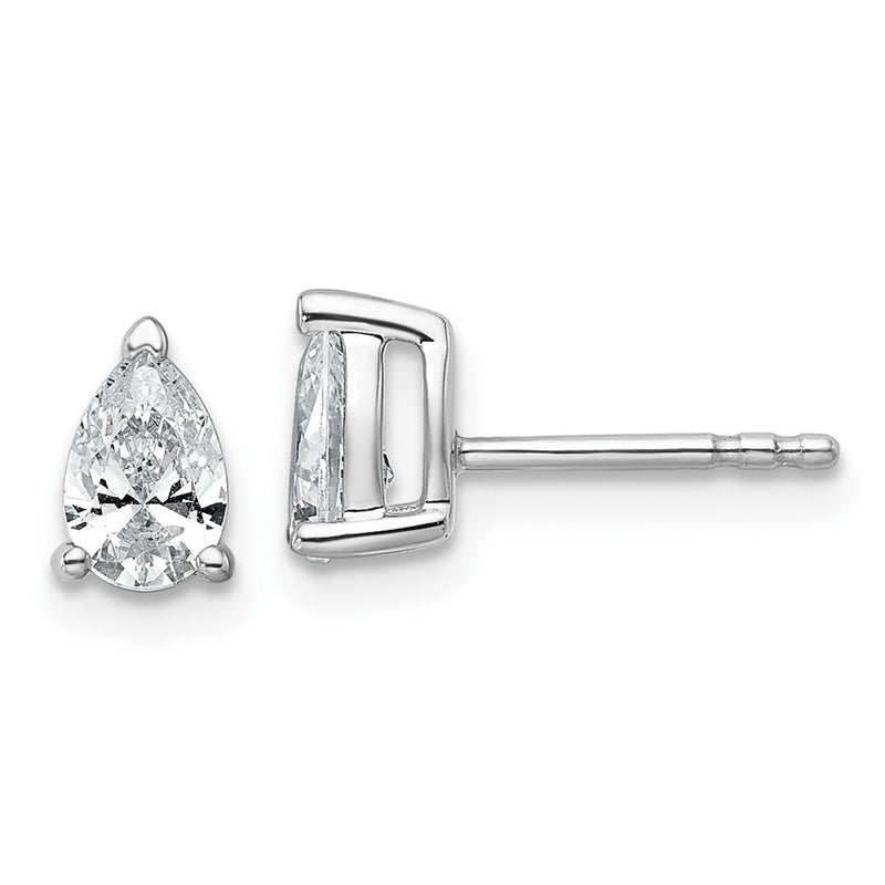 14K White Gold 3/4 Carat Certified Lab Grown Diamond Vs+ F+ Complete Pear Three Prong Stud Earrings
