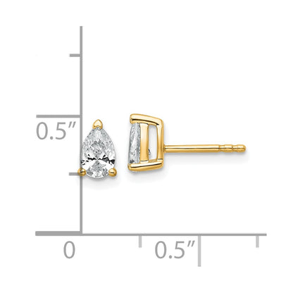 14k Yellow Gold 3/4 Ct. Lab Grown Diamond VS/SI+ G+ Pear Complete Stud Post Earrings