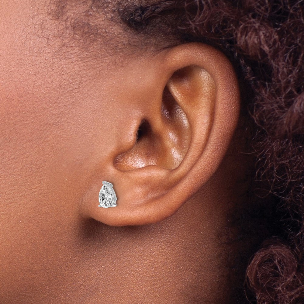 14k White Gold 3/4 ctw Lab Grown Diamond VS/SI+ G+ Pear 4 Prong Heavy Wt. Stud Earrings