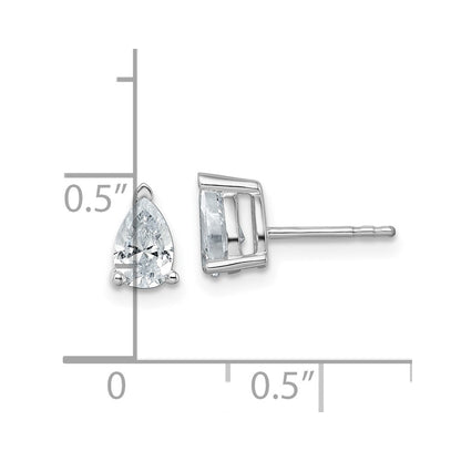 14K White Gold 1 Carat Certified Lab Grown Diamond Vs+ F+ Complete Pear Three Prong Stud Earrings