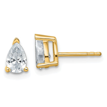 14k Yellow Gold 1 ctw Certified Lab Grown Diamond VS/SI+ G+ Pear 4 Prong Heavy Wt. Stud Earrings