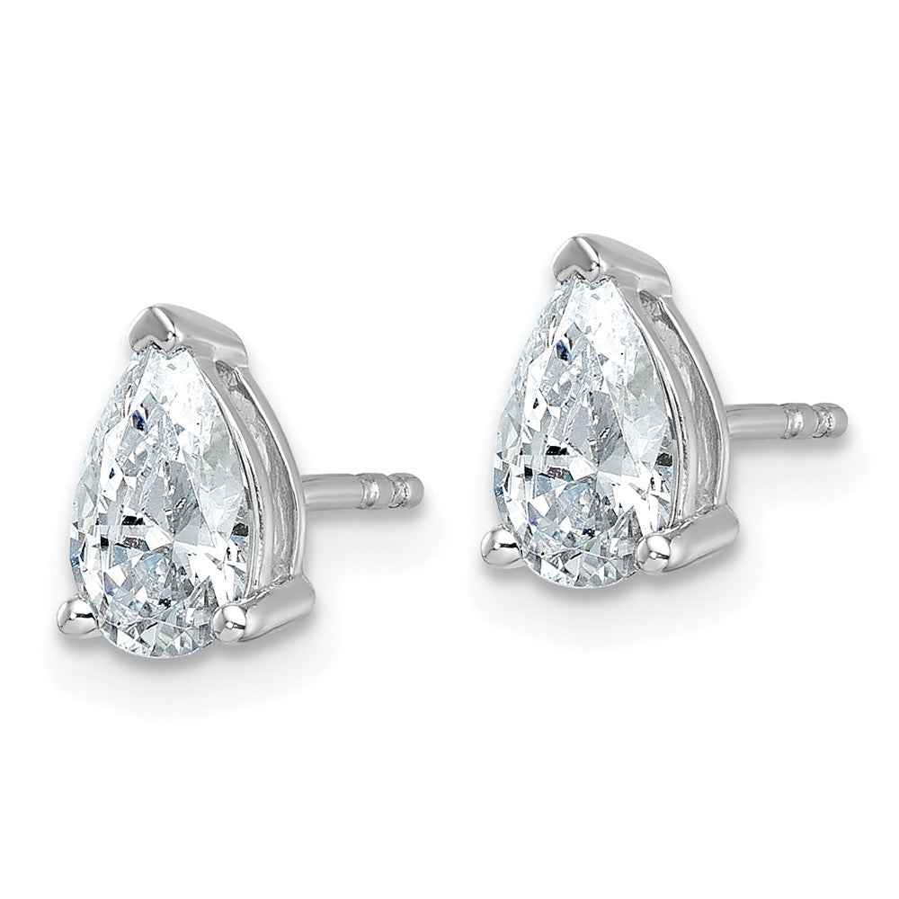 14K White Gold 1 1/2 Carat Certified Lab Grown Diamond Vs+ F+ Complete Pear Three Prong Stud Earrings