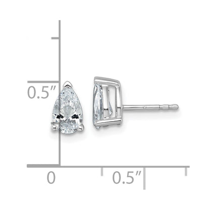 14K White Gold 1 1/2 Carat Certified Lab Grown Diamond Vs+ F+ Complete Pear Three Prong Stud Earrings
